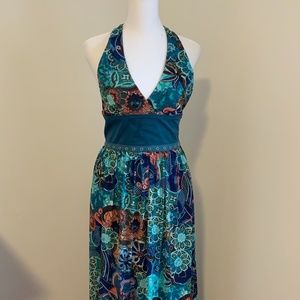 Opera Rock green floral long maxi dress size 4